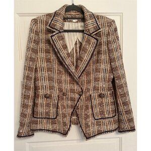 STUNNING Veronica Beard. Gold/Tan and Navy Tweed Blazer. Size 10